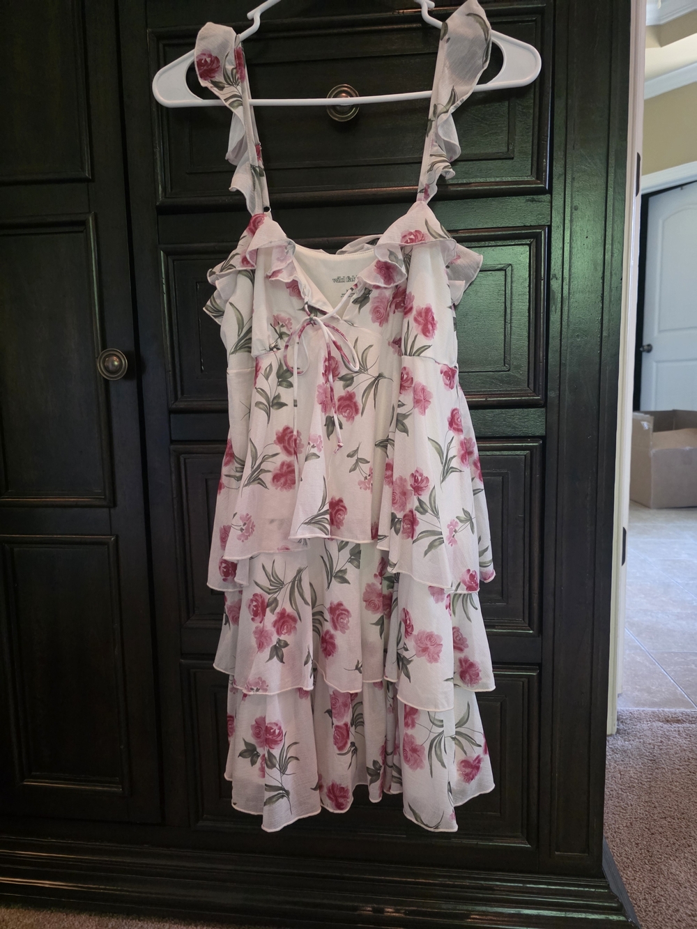 wild fable White Sundress with Pink Rose Print